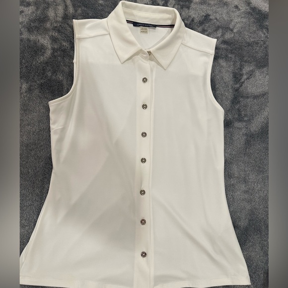 TOMMY HILFIGER , Sleeveless White Button-Up Top, UNUSED - Picture 1 of 4